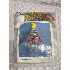 Vintage Herrshners Craft Sequin Bead Ornament Kit  Makes Christmas Teardrop Tree